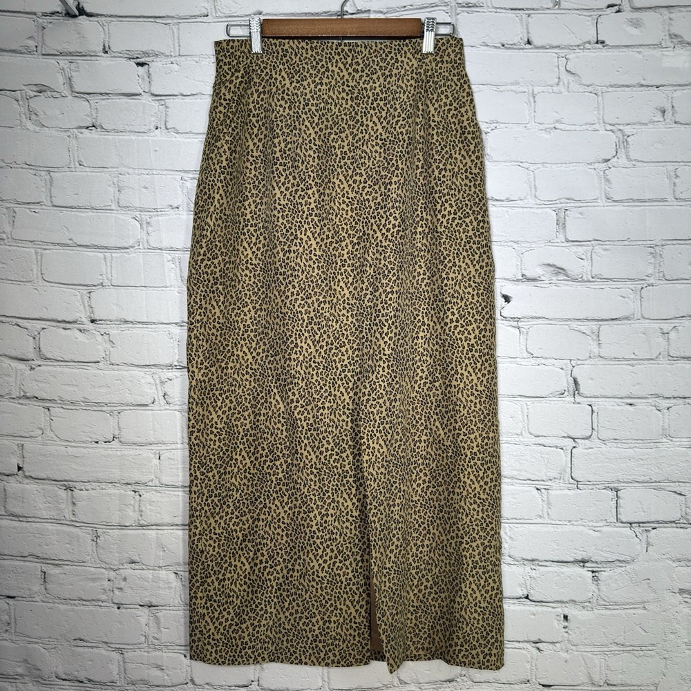 Leopard Print Midi Skirt - Tan/Black